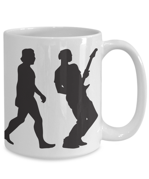 Guitar Evolution Coffee Mug for Cool Musician or Music Cofee Lover Mugs – Nice Art Design Gift – Awesome Wrap Around Coffe Cup v1
