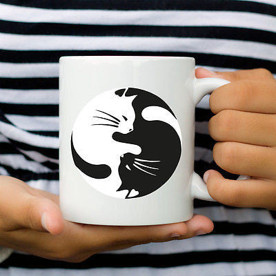 Cat Yin & Yang Coffee Mug or Tea Cup for the Cat Lover - Clever Kitten Designs