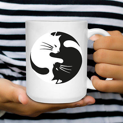 Cat Yin & Yang Coffee Mug or Tea Cup for the Cat Lover - Clever Kitten Designs