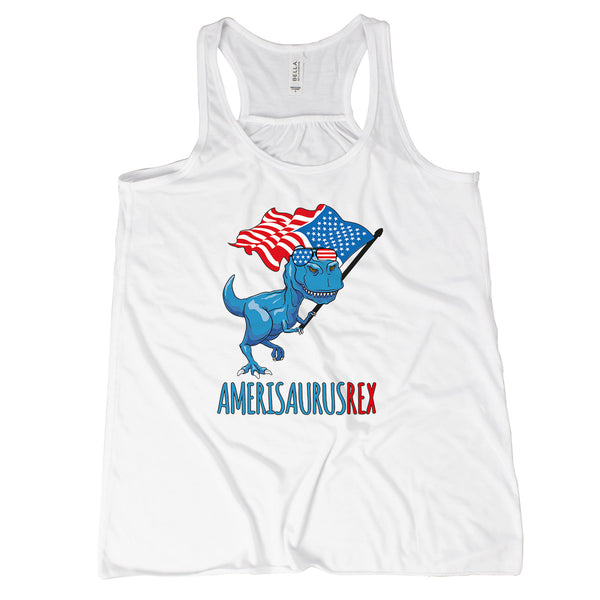 Amerisaurus Rex Tank Top Patriotic Dinosaur Shirt for Women