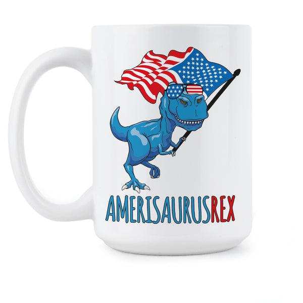 Amerisaurus Rex Mug Funny Dinosaur Coffee Mug 4th of July Dinosaur