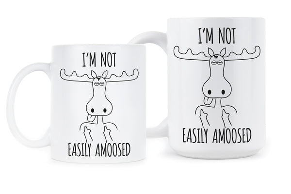 Funny Moose Mug Im Not Easily AMOOSED Funny Moose Gifts