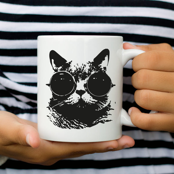 Black Cat Glasses Coffee Mug - Cat Humor
