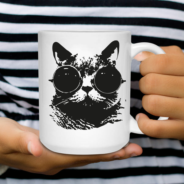 Black Cat Glasses Coffee Mug - Cat Humor