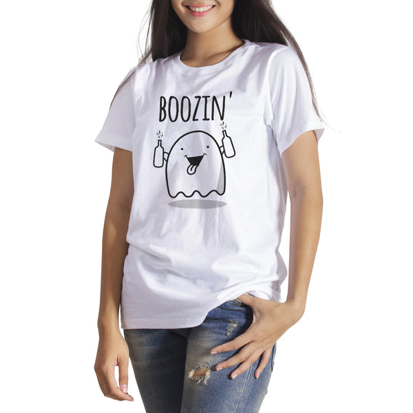 Boozin Ghost Shirt Funny Ghost Halloween Tshirt Im Here for the Boos