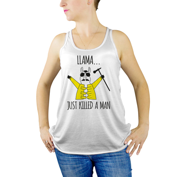 Llama Freddie Mercury Tank Top Llama Just Killed a Man Tank