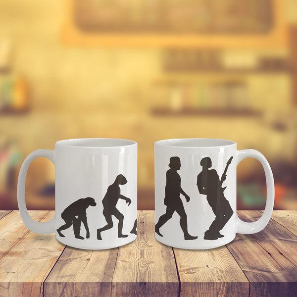 Guitar Evolution Coffee Mug for Cool Musician or Music Cofee Lover Mugs – Nice Art Design Gift – Awesome Wrap Around Coffe Cup v1