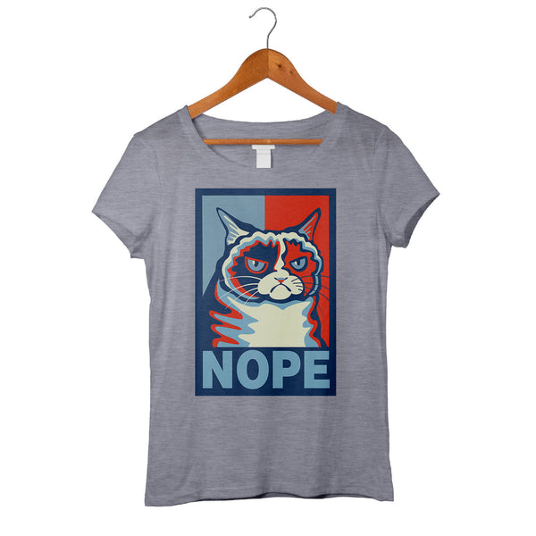 Grumpy Cat Says Nope - Ladies Grumpy Humor T-Shirt