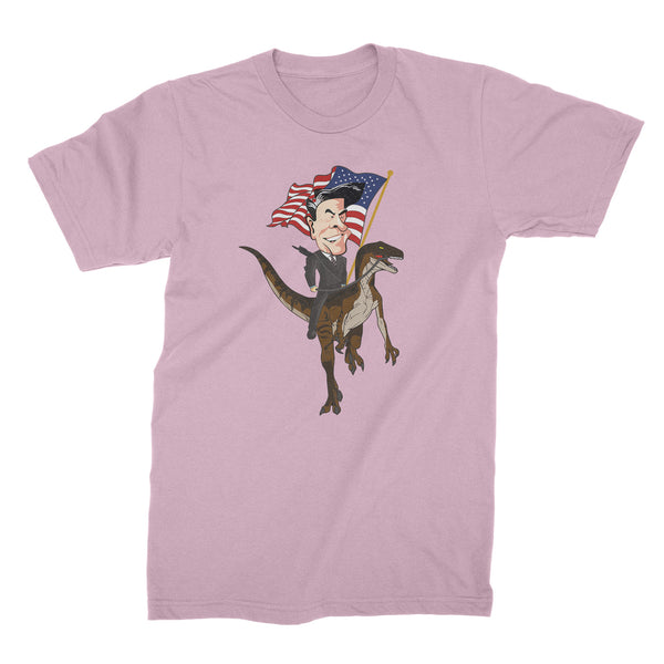 Ronald Reagan Riding a Velociraptor Shirt Funny Ronald Reagan Shirts