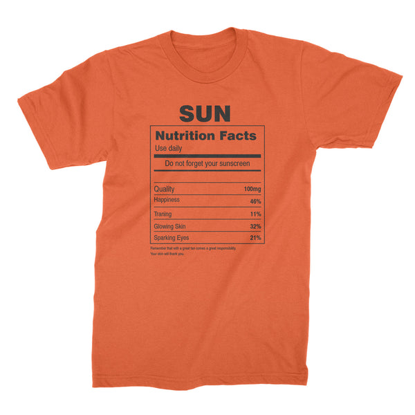 Sun Nutrition Facts Shirt Funny Beach Shirts Spring Break Shirt