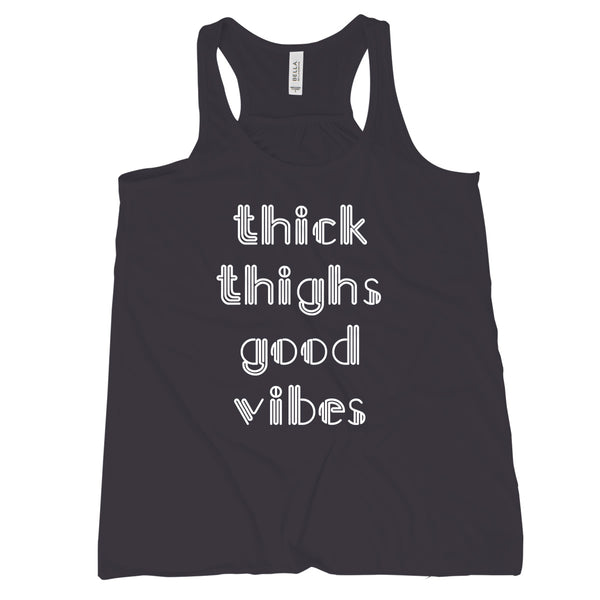 Thick Thighs Good Vibes Tank Cute Workout Tanks with Sayings