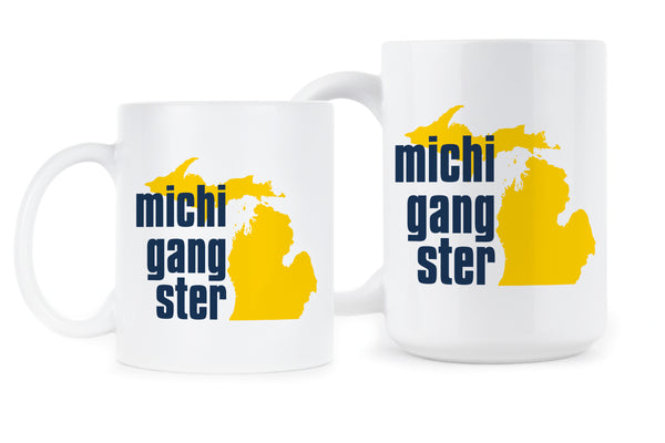 Michigangster Mug Go Blue Michigan Coffee Mug Michigan Gangster Mug