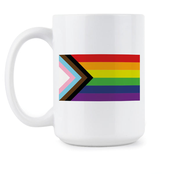 Progress Flag Mug LGBTQIA Coffee Cup LGBTQIA Pride Merch LGBTQIA Flag Gift