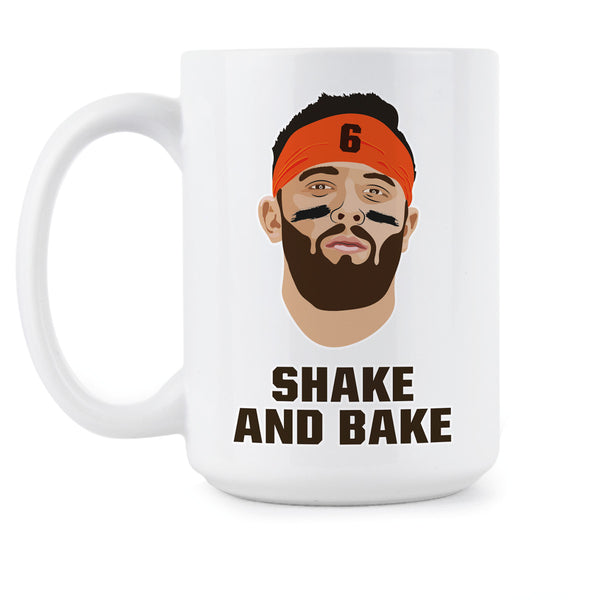Baker Mayfield Mug Baker Mayfield Shake and Bake Coffee Mug Browns