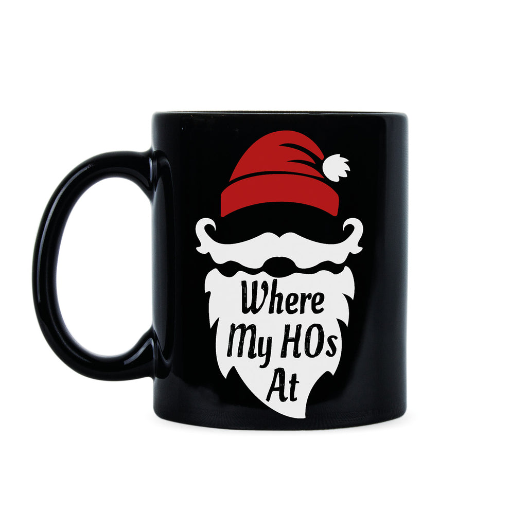 Santa Claus Gag Mug Where My Hos At Coffee Mugs Funny Christmas Cup Gift