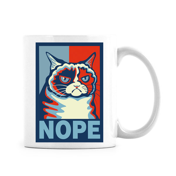 Grumpy Cat Says "Nope" Coffee Mug - Humor Cat Mugs - Cat Lover Gift