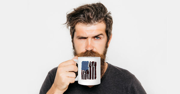 Guitar American Flag Coffee Mug Art Gift for Guitar Player