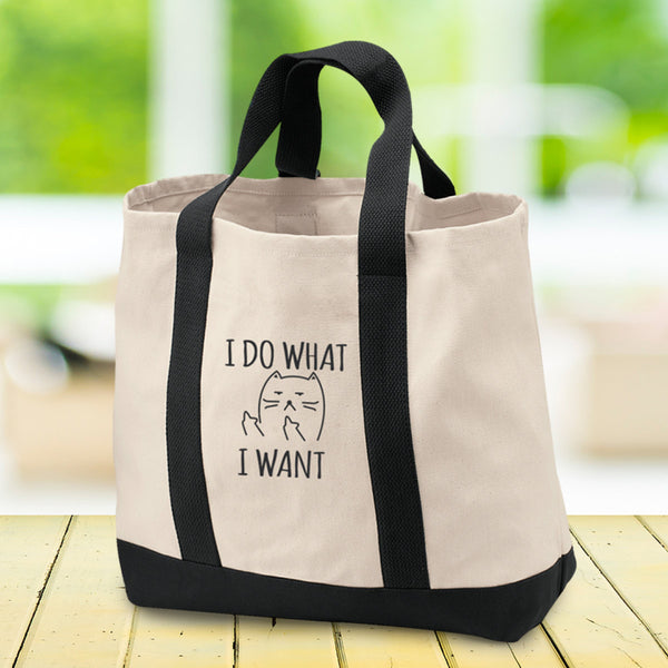 Cat Bag "I Do What I Want" Canvas Tote - Cat Lover Gift - Cat Quote Bags